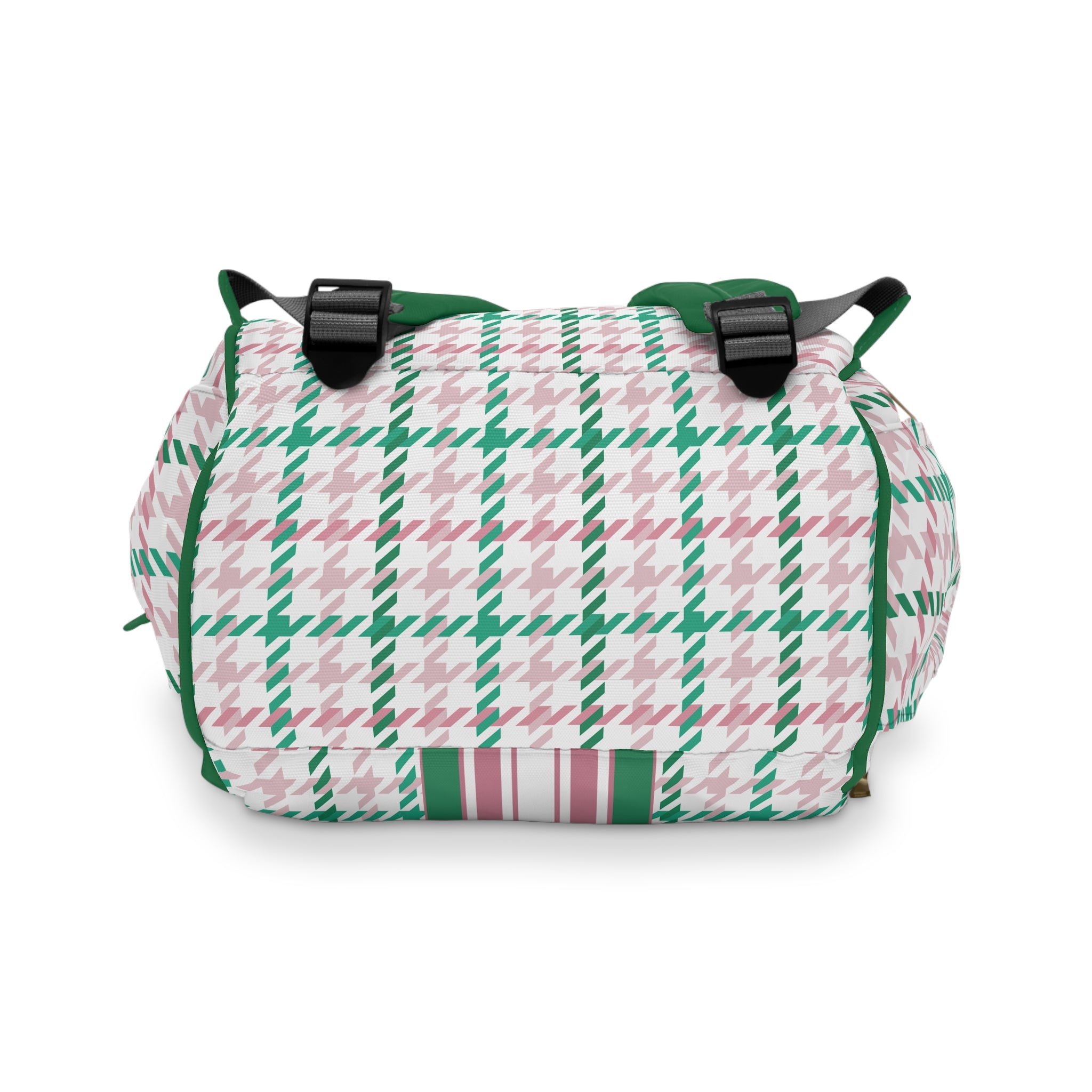 Houndstooth & Stripes Commuter Backpack, Pink & Green