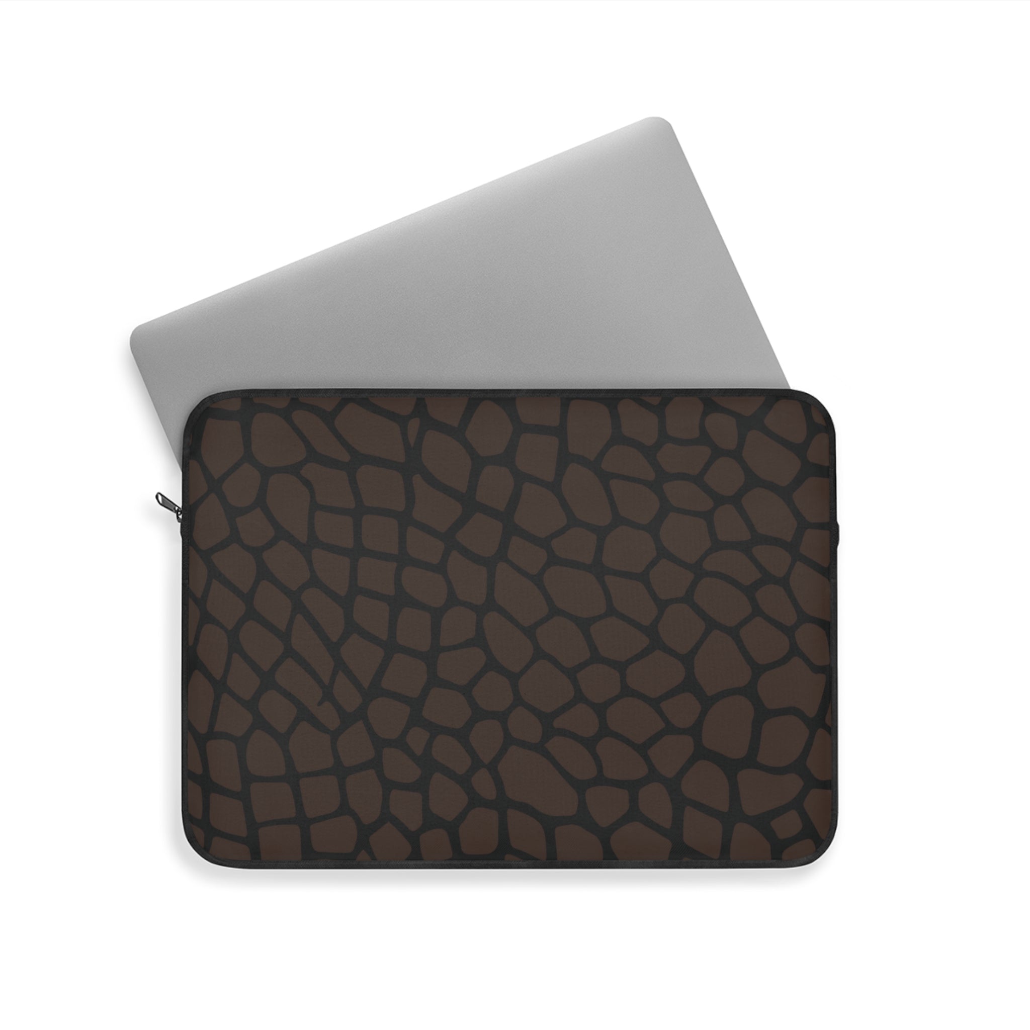Giraffe Print Laptop Sleeve, Brown/Black