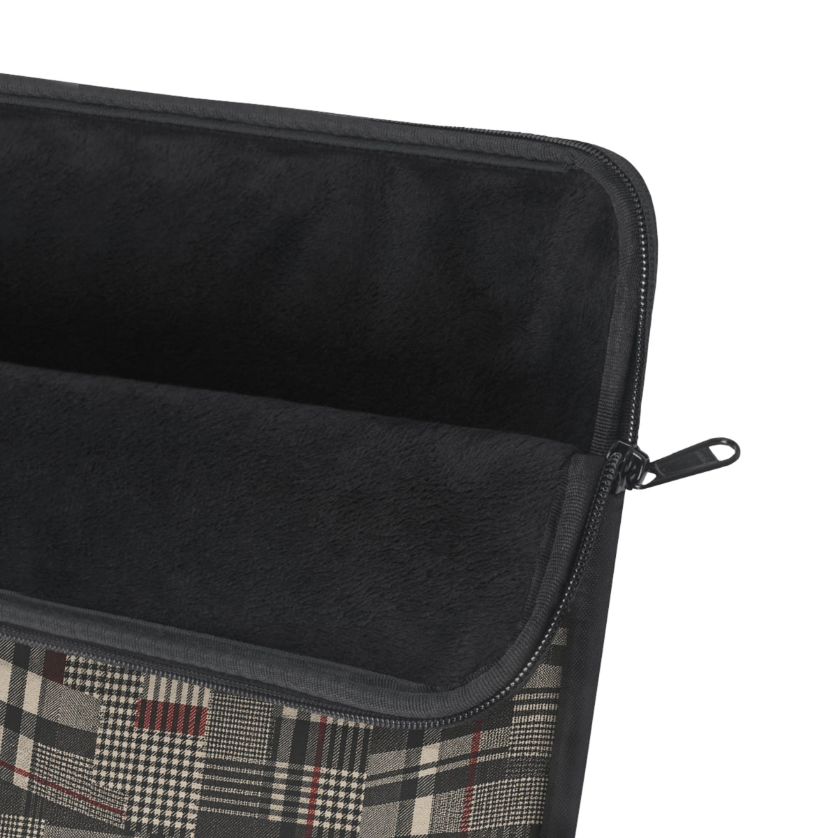 Plaid Rebellion Padded Laptop Sleeve | Charcoal Patchwork Plaid Computer Case