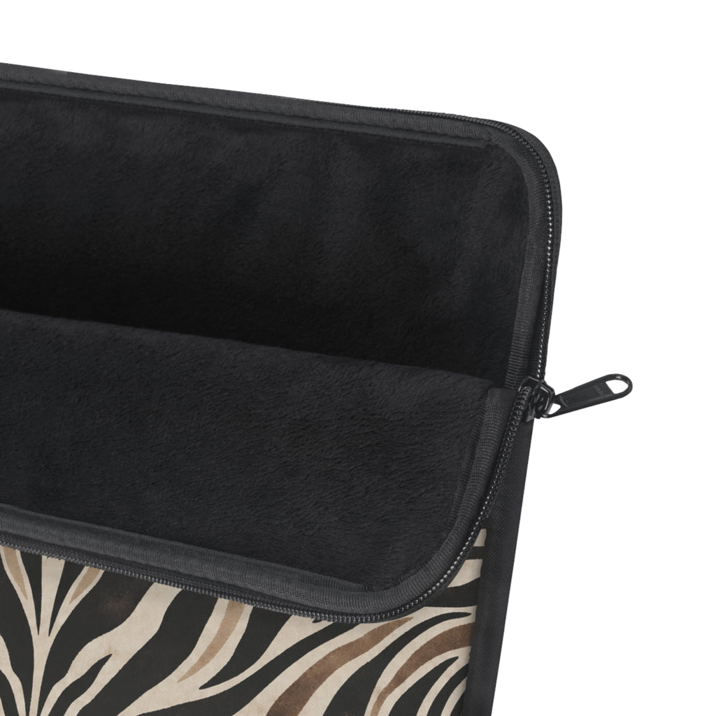 Wild Society Zebra Padded Laptop Sleeve | Neutral Animal Print Computer Case
