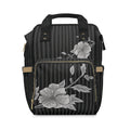 Pinstripe in Bloom Commuter Backpack, Black/Gray