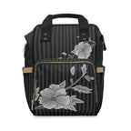 Pinstripe in Bloom Commuter Backpack, Black/Gray