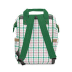 Houndstooth & Stripes Commuter Backpack, Pink & Green