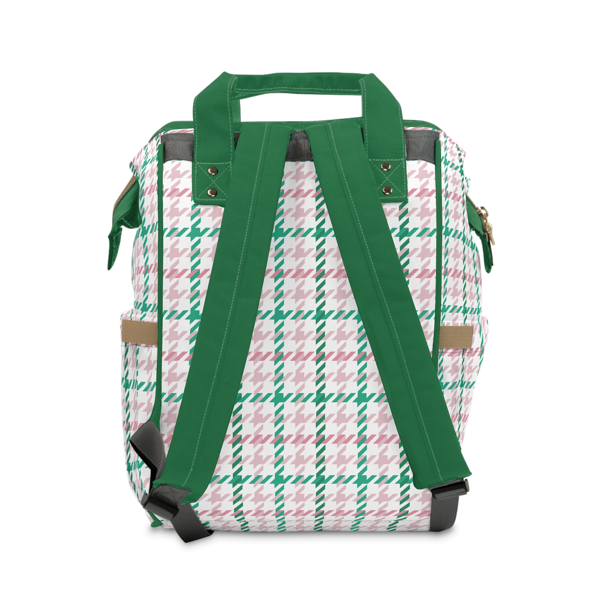 Houndstooth & Stripes Commuter Backpack, Pink & Green