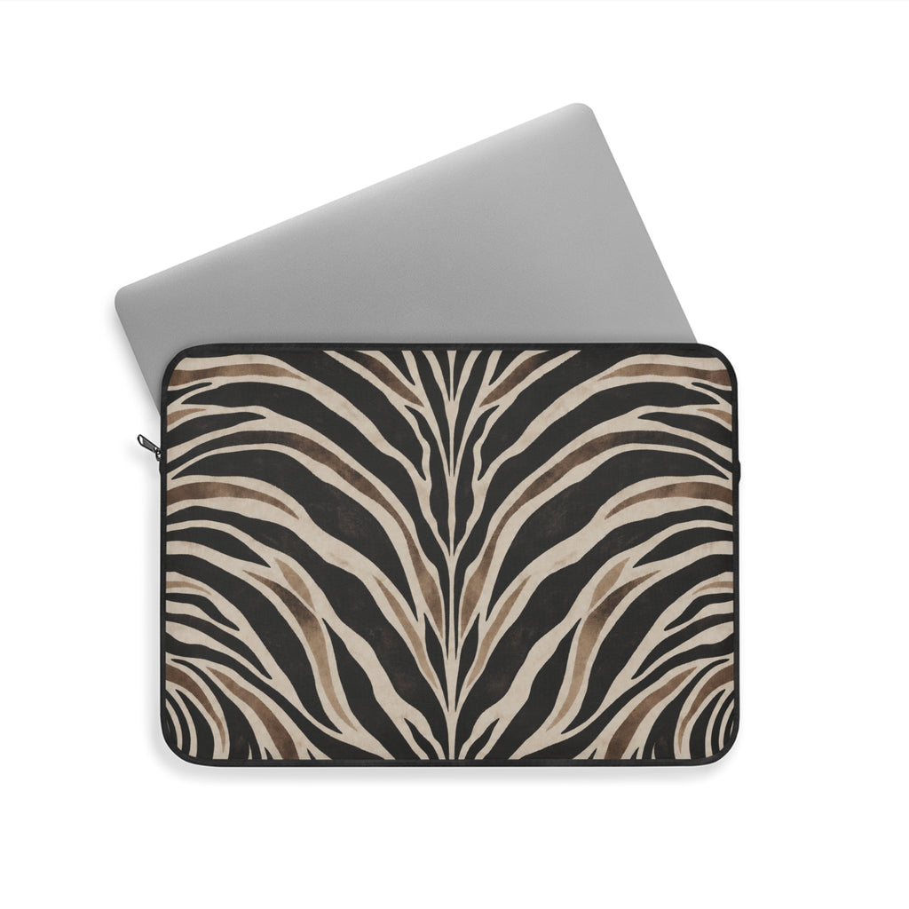 Wild Society Zebra Padded Laptop Sleeve | Neutral Animal Print Computer Case