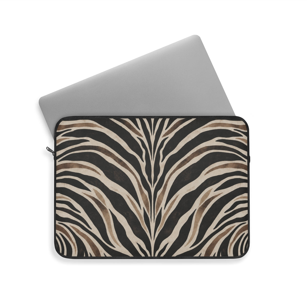 Wild Society Zebra Padded Laptop Sleeve | Neutral Animal Print Computer Case
