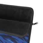 Blue Tiger Stripe Padded Laptop Sleeve | Navy & Royal Blue Animal Print Computer Case