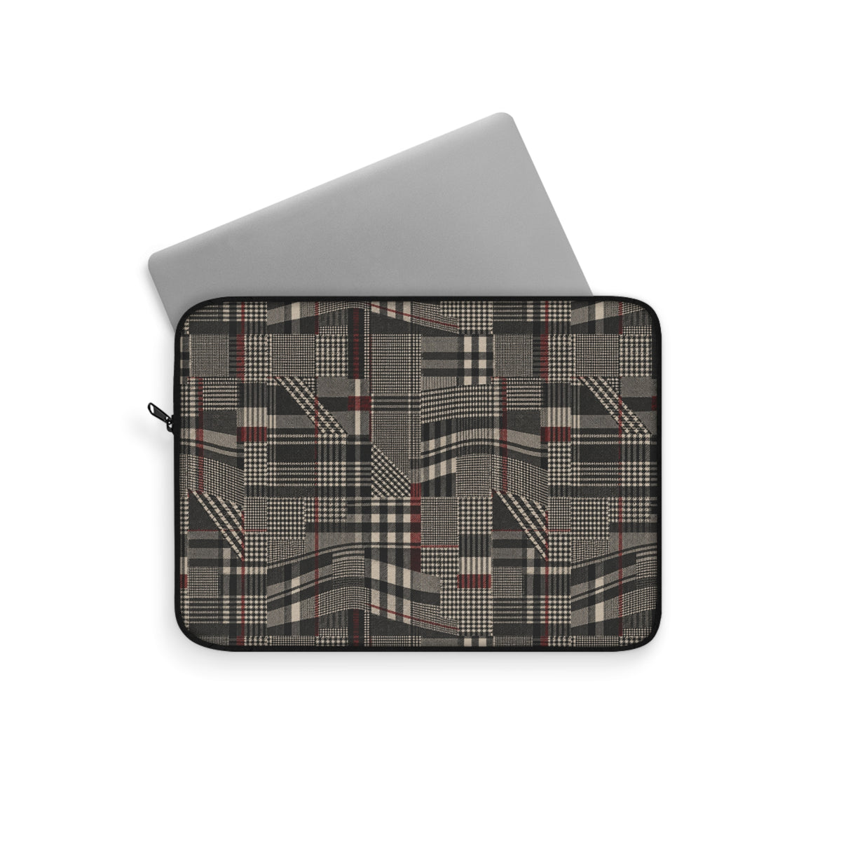 Plaid Rebellion Padded Laptop Sleeve | Charcoal Patchwork Plaid Computer Case
