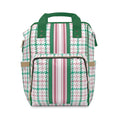 Houndstooth & Stripes Commuter Backpack, Pink & Green