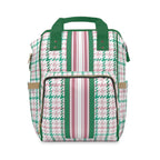 Houndstooth & Stripes Commuter Backpack, Pink & Green