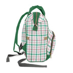 Houndstooth & Stripes Commuter Backpack, Pink & Green