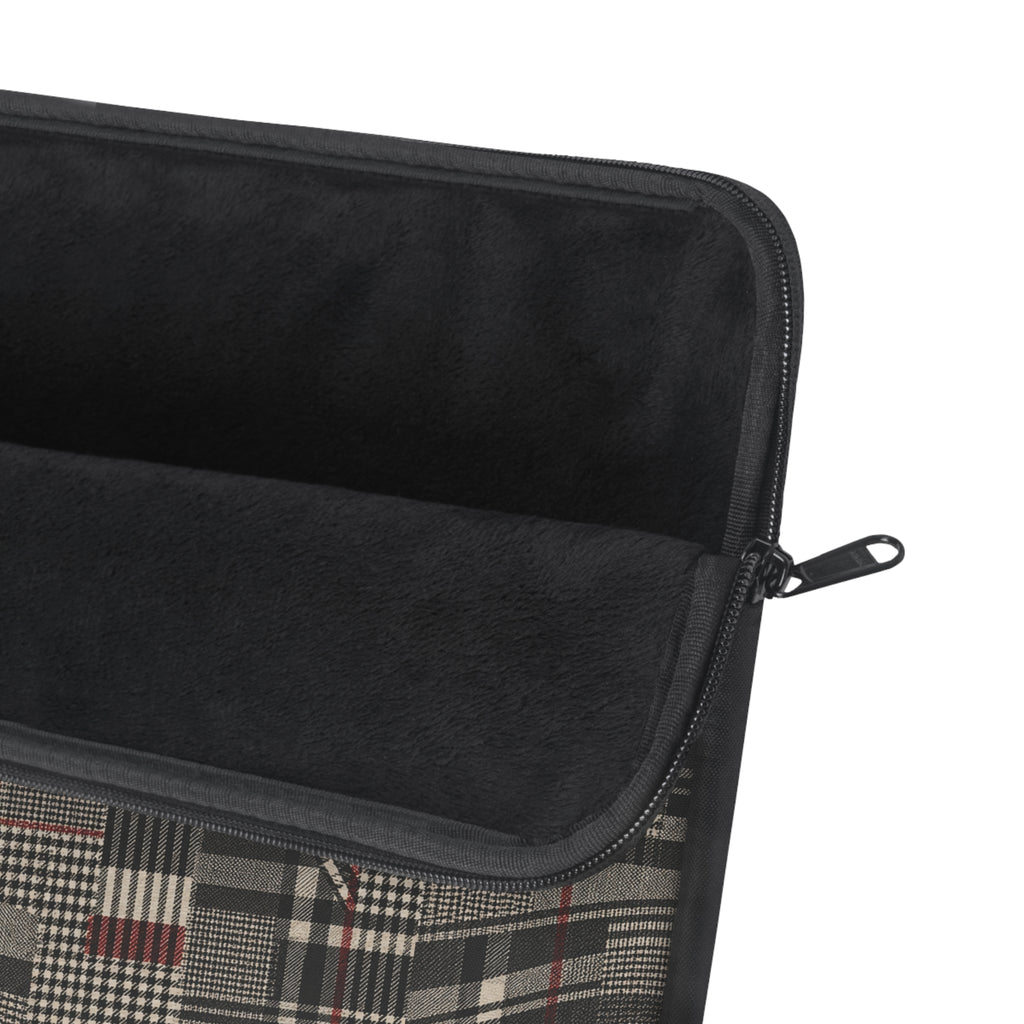 Plaid Rebellion Padded Laptop Sleeve | Charcoal Patchwork Plaid Computer Case