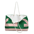Signia Block Monogram Weekender Beach Bag, Green & Blush Pink