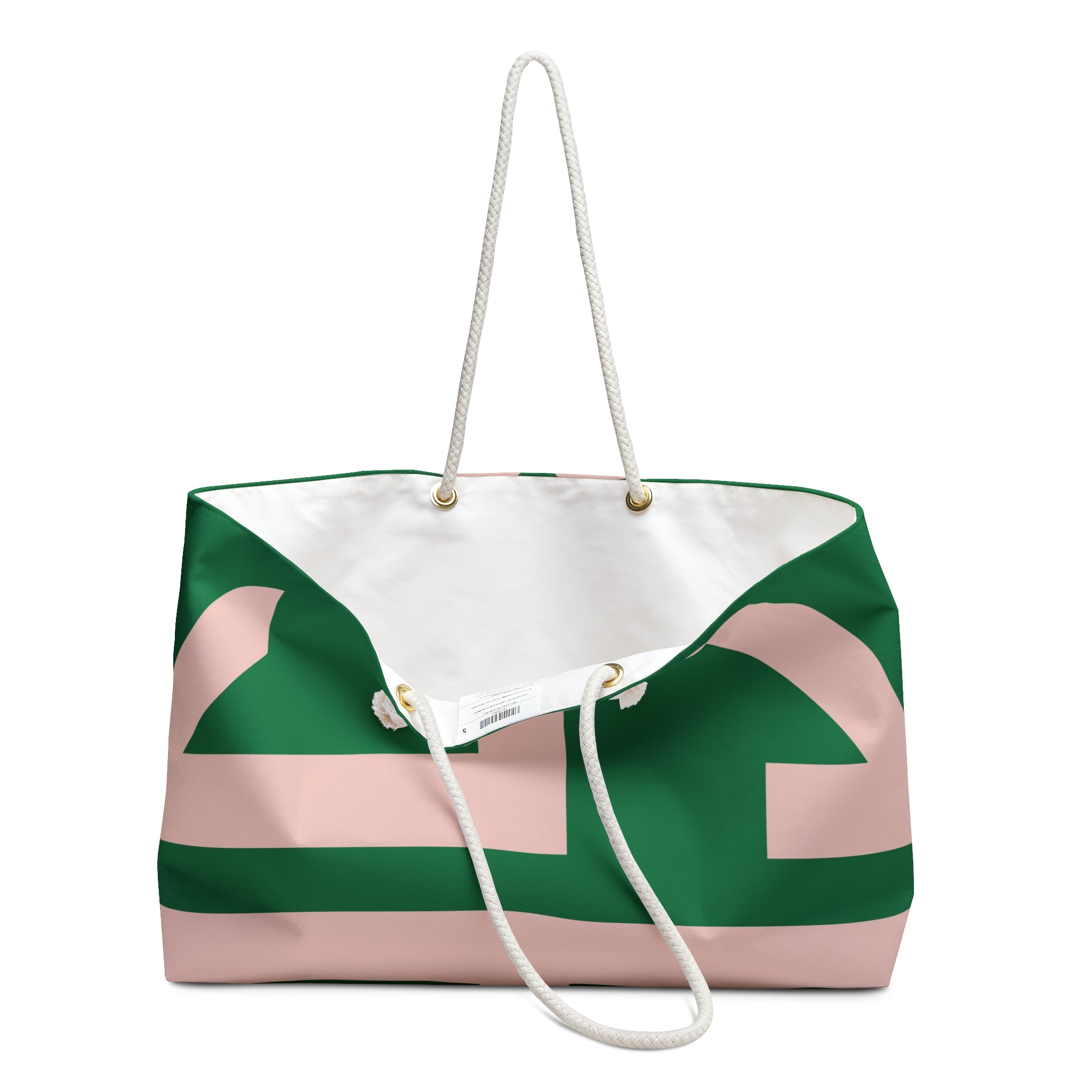 Signia Block Monogram Weekender Beach Bag, Green & Blush Pink