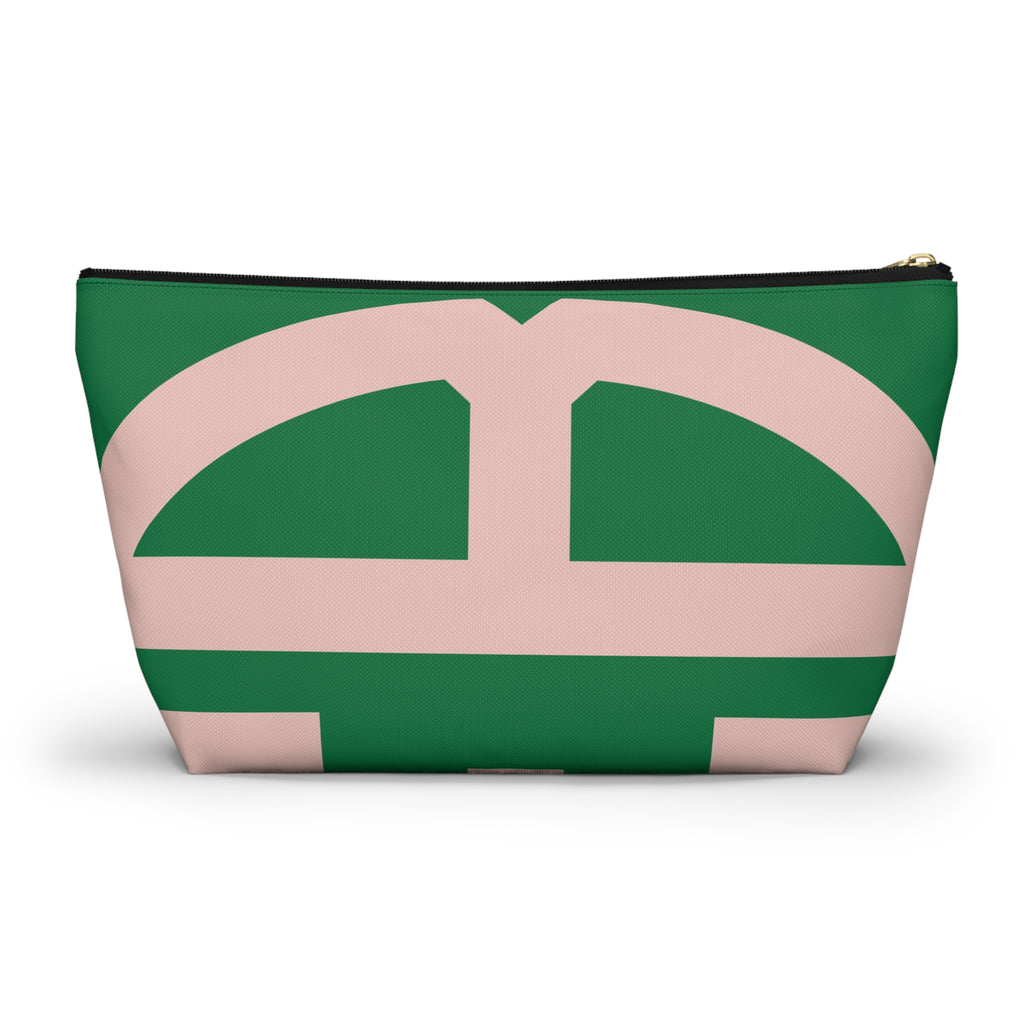Signia Block Accessory Pouch, Green & Blush Pink