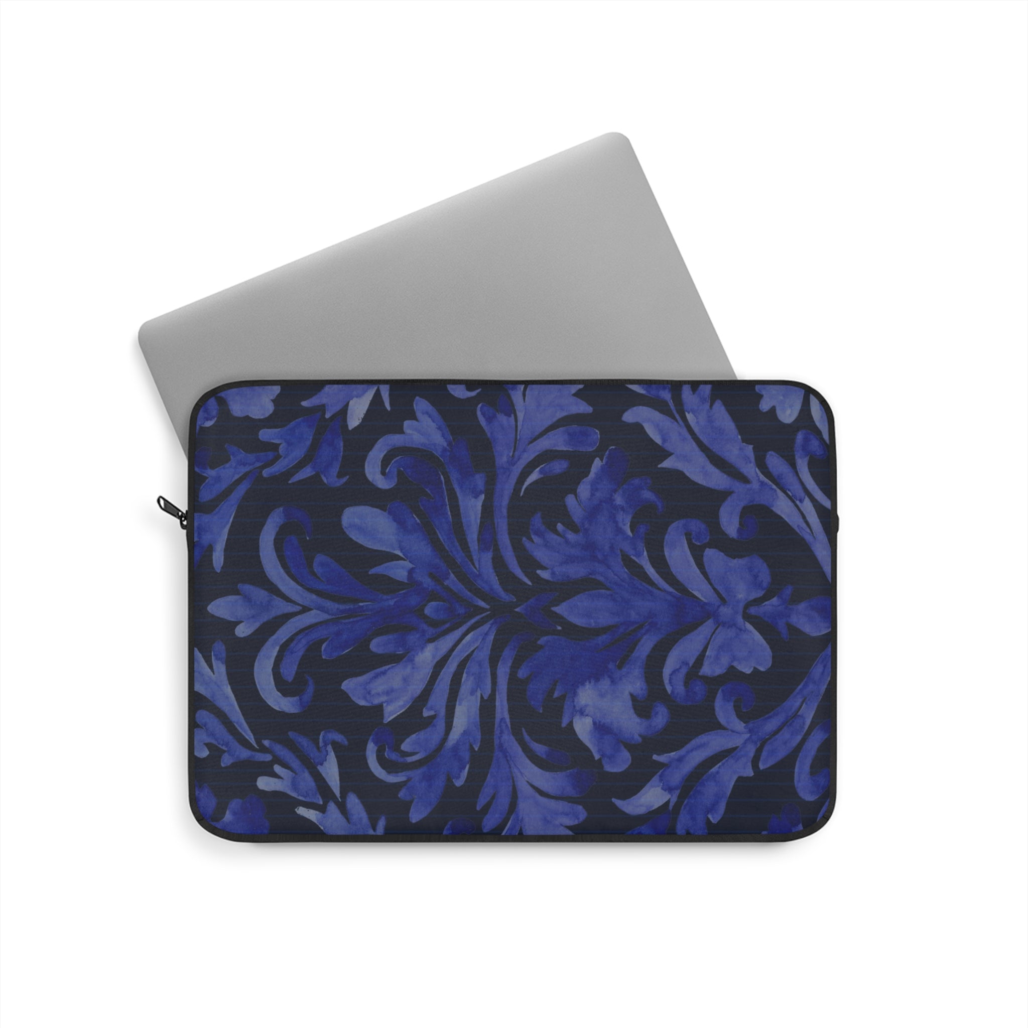 Blue Damask Slim Protective Laptop Sleeve —  Available in 12", 13", 15"