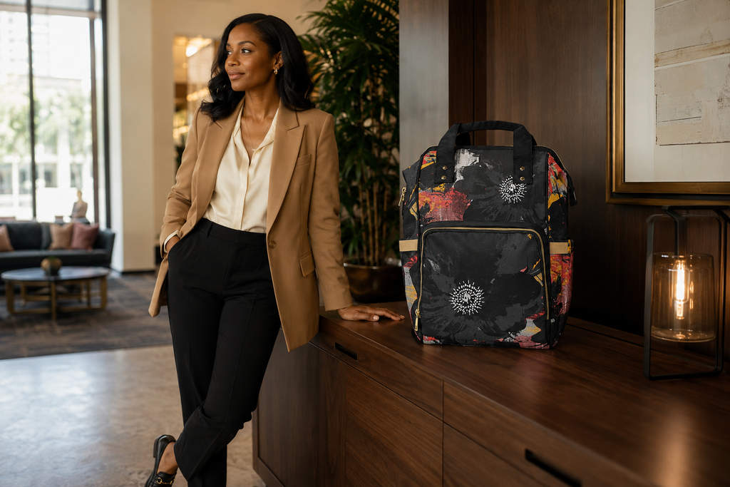 Floral Noir Commuter Backpack