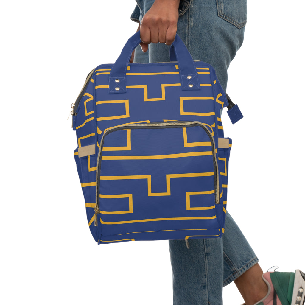 Personalized Multifunctional Backpack, Blue/Yellow