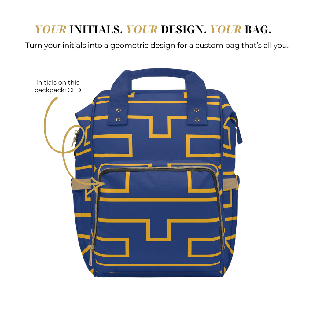 Personalized Multifunctional Backpack, Blue/Yellow
