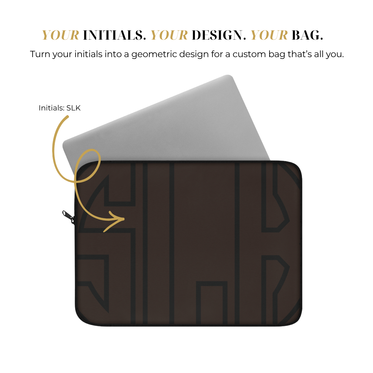 Personalized Laptop Sleeve Protective Case, Brown/Black